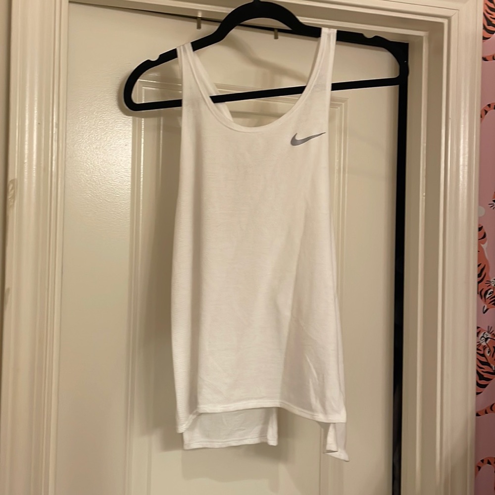 White Cross Back Nike Running Tank Top